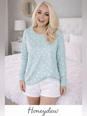 Honeydew Intimates Mint Heart Print Long Sleeve Sweatshirt
